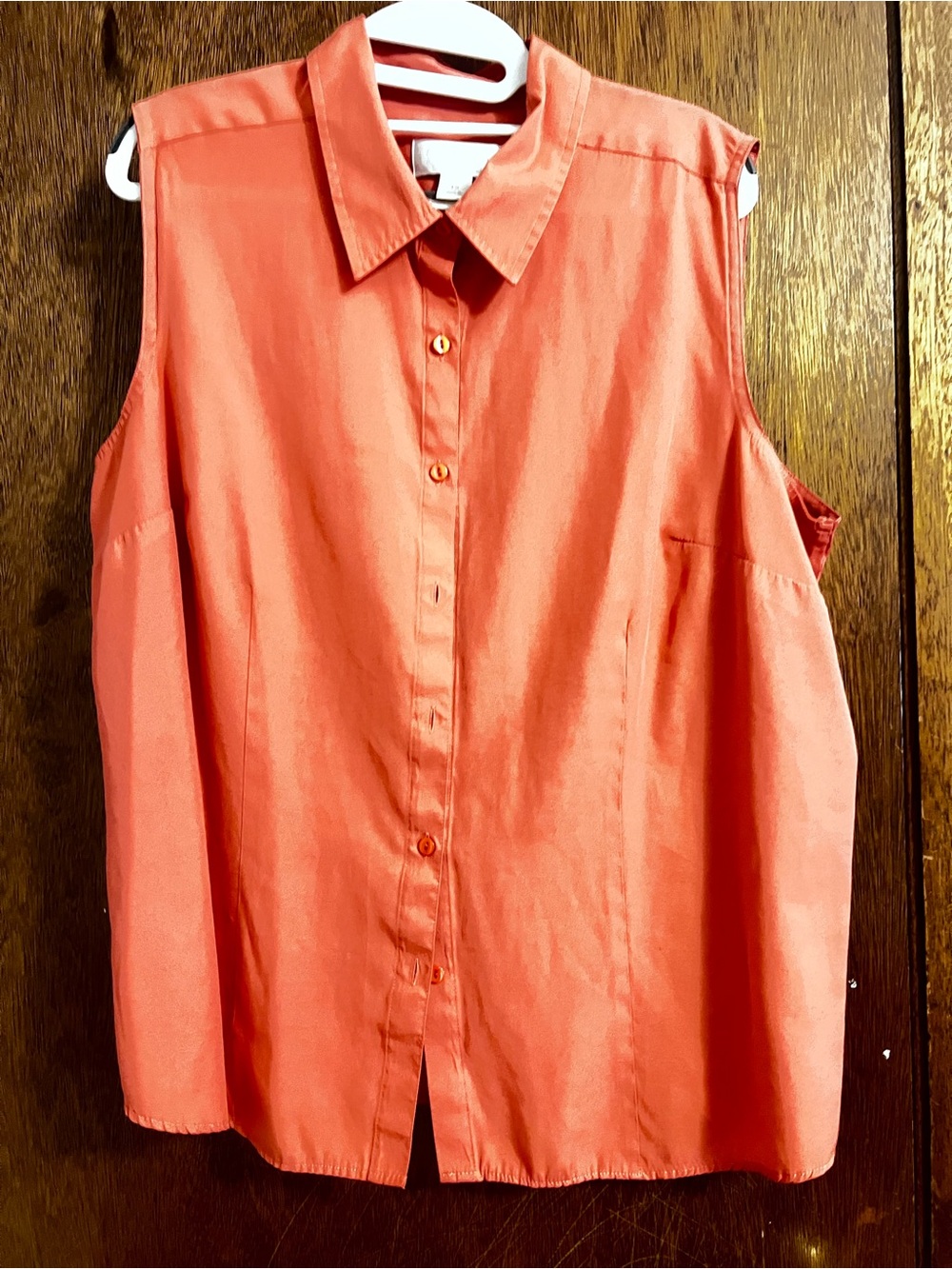 CJ Banks Coral Sleeveless Button-Down Shirt
